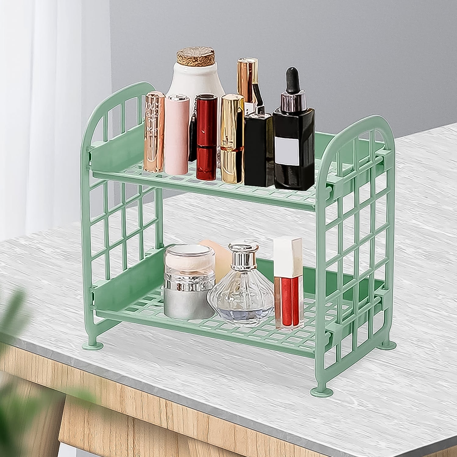 2Layer Foldable Plastic Small Storage Shelf / Rack (1 Pc / Mix Color) 2Layer Foldable Plastic Small Storage Shelf / Rack (1 Pc / Mix Color)